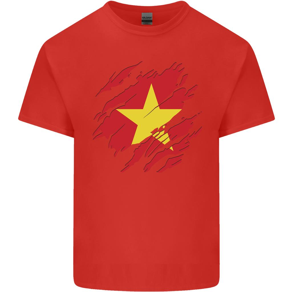 Torn Vietnam Flag Vietnamese Day Football Unisexs Light Cotton TShirt