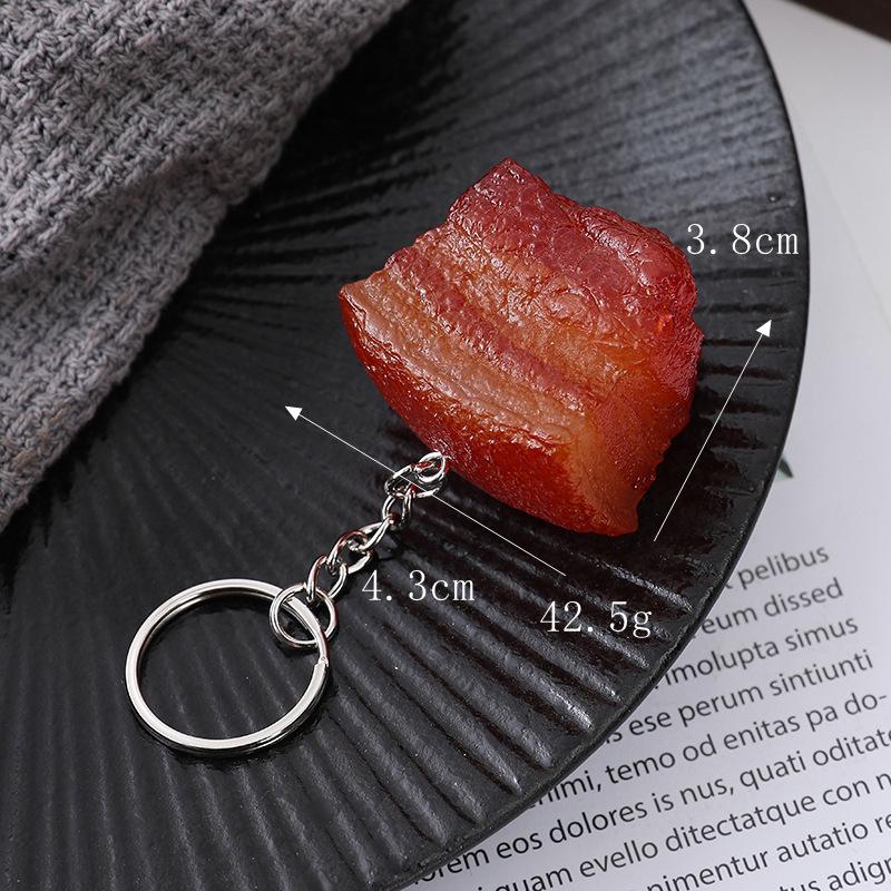 Dongpo Pork Model Keychain: Braised Pork, Beef Cubes, & Faux Streaky Pork Props for Kitchen Decor