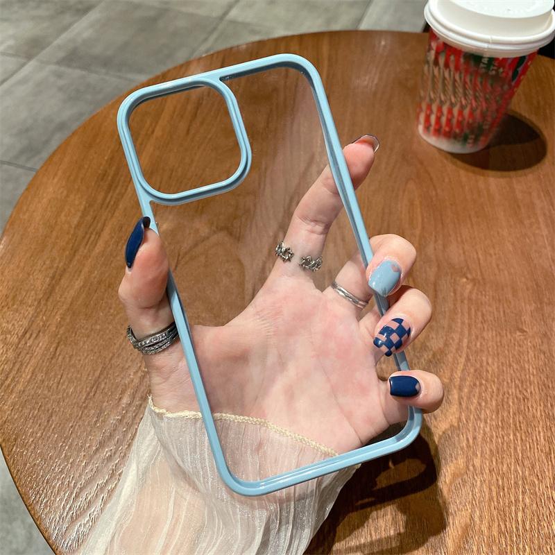 For Iphone Cases Acrylic Transparent Phone Case For Iphone 13 12 11 Pro Xr X Xs Max 7 8 Plus Light Blue Silicone Back Cover