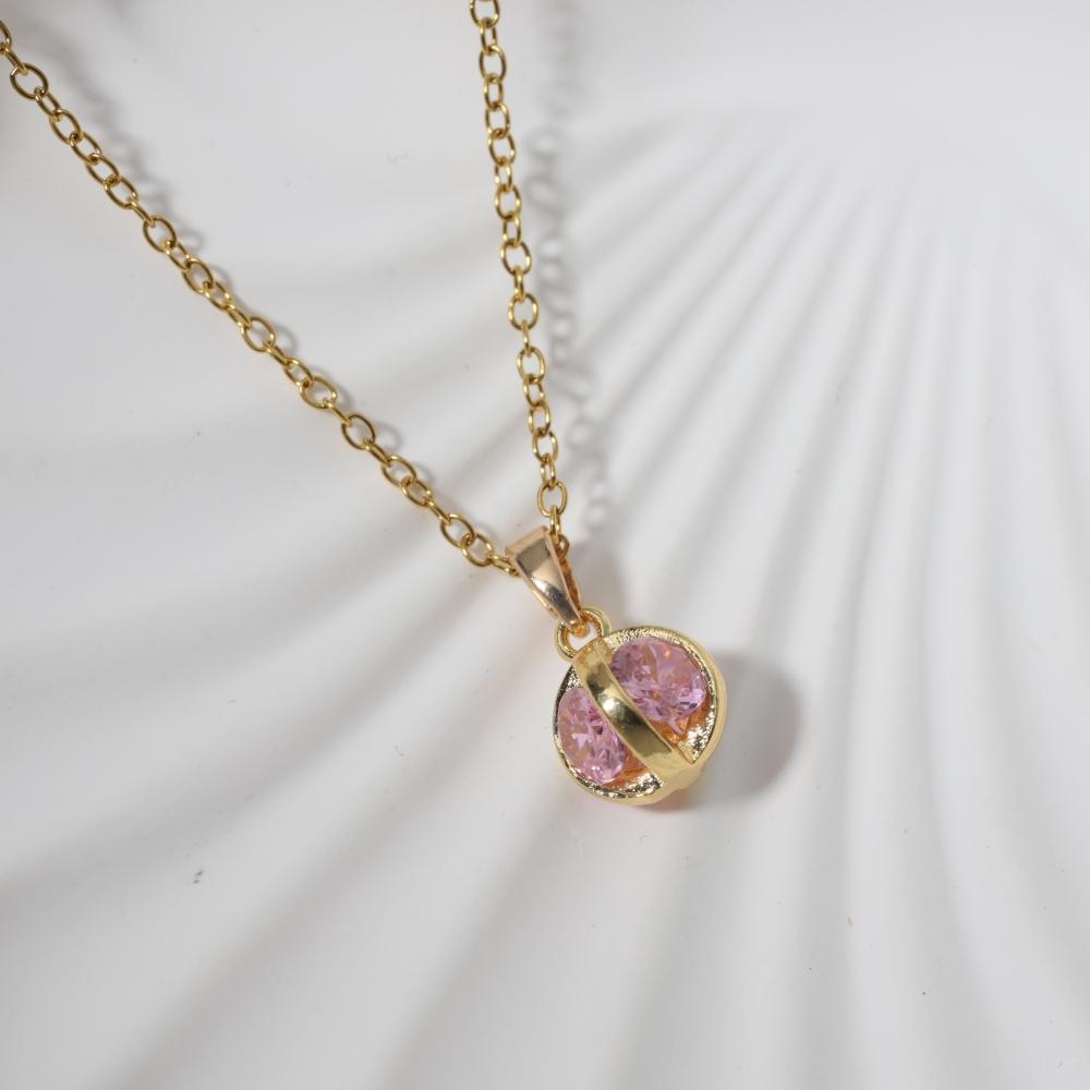 Simple Round Pendant Necklaces for Women Zirconia Necklace Wedding Party Jewelry Accessories