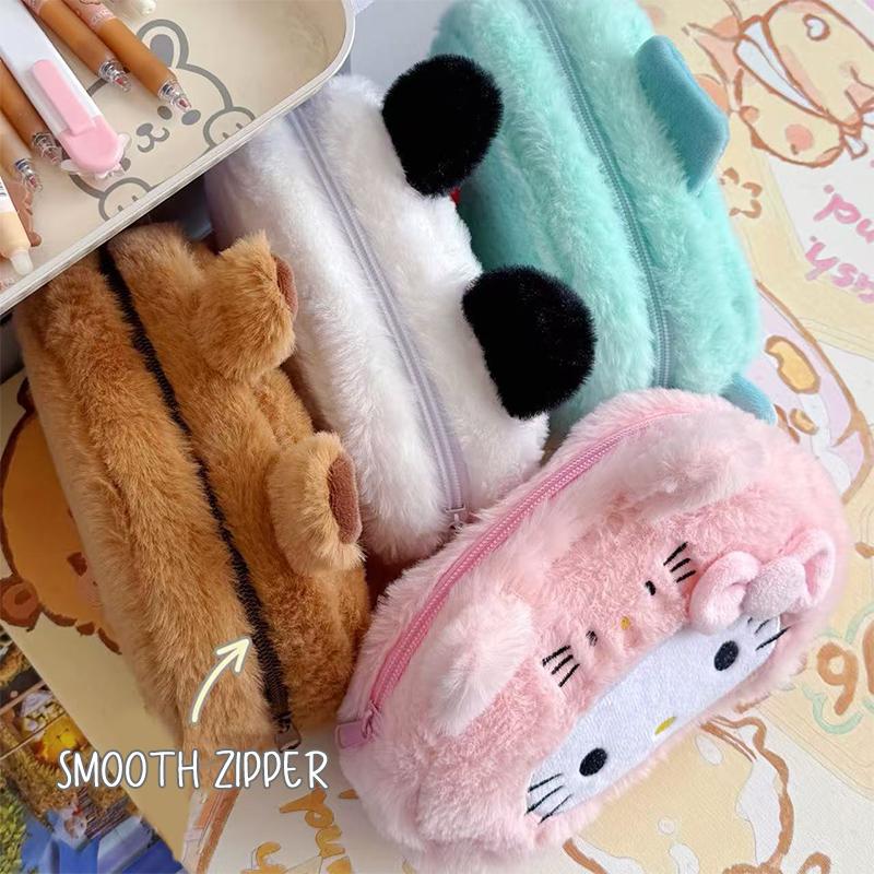 Kawaii Hello Kitty Astuccio Peluche Cartone Animato Borsa Trucco Grande Capacità Cancelleria Cosmetici Astuccio Portapenne Borsa Portaoggetti Regalo