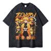Nezuko T Shirts Vintage Washed Anime Kimetsu No Yaiba T-shirt Oversized Short Sleeve Demon Slayer Mitsuri Tokitou Tops Tees Men