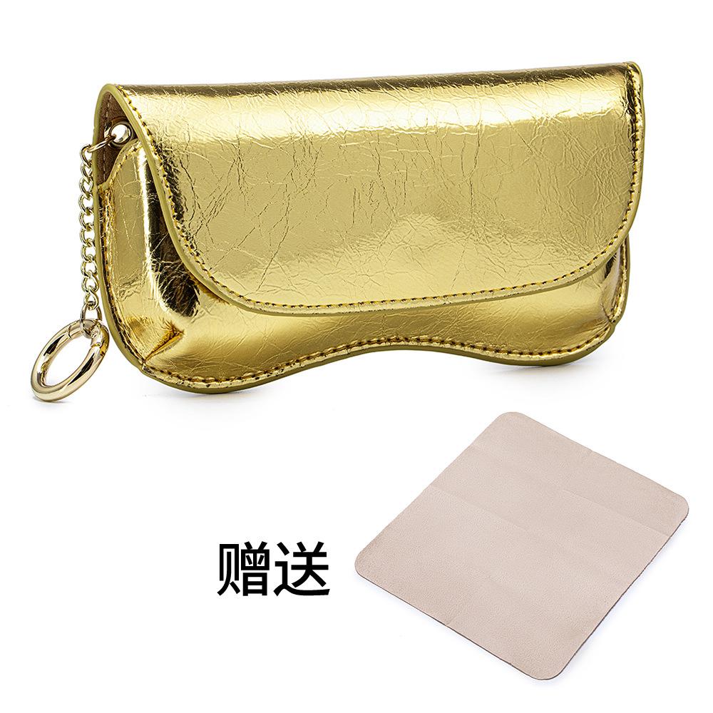

Cowhide Sunglasses Case Portable Soft Leather Travel Sun Glasses Case Hanging Hook Magnetic Closure Eye Glasses Storage Pouch золотий