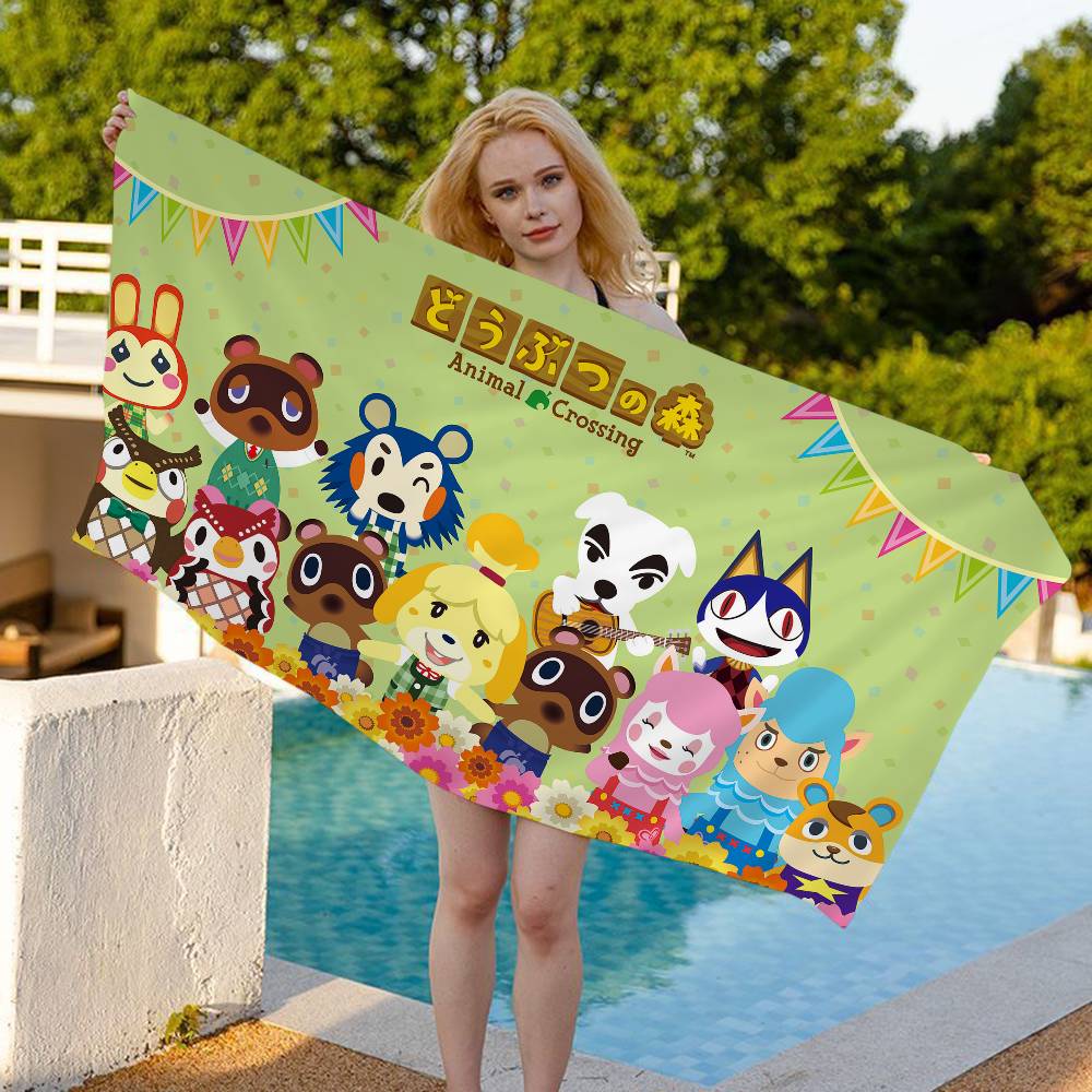Cartoon Animal C-Crossing Beach Towel Colorful Bath Towels for Girl Microfiber Quick Dry Custom Sand Free Beach Yoga Spa Gym
