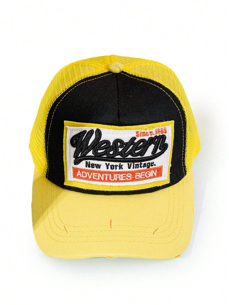 Zealous Sole Women's Navy Blue Unisex Embroidered Western Mesh Baseball Cap For Outdoor Sun Protection Daily Wear