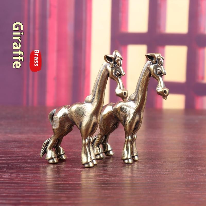 Античная латунь Лошадь Маленькая статуэтка Настольное украшение Винтажные фигурки животных Миниатюры Декор Ремесла A
