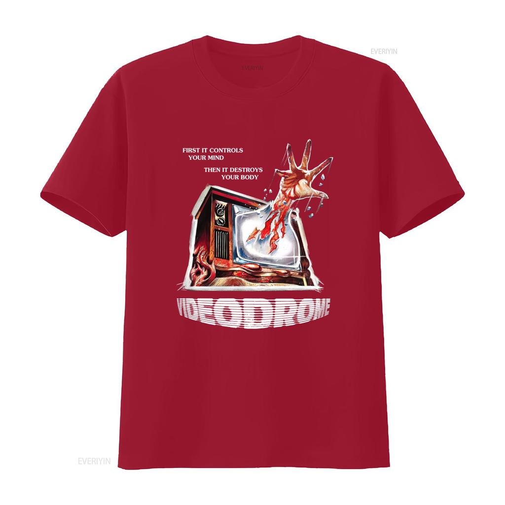 Videodrome Horrorfilm T-Shirt im Vintage-Stil mit gruseligem TV- und Hand-Design Perfekt für Fans vintage Gewaschene Mode für Herren