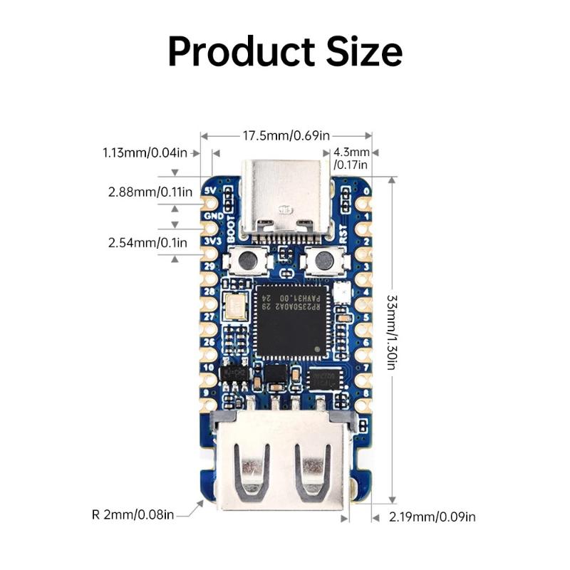 15 Gpio Rp2350-Usb-A Mini Development Board Onboard Usb Type-A Expansion Port Based On Rp2350A Chip