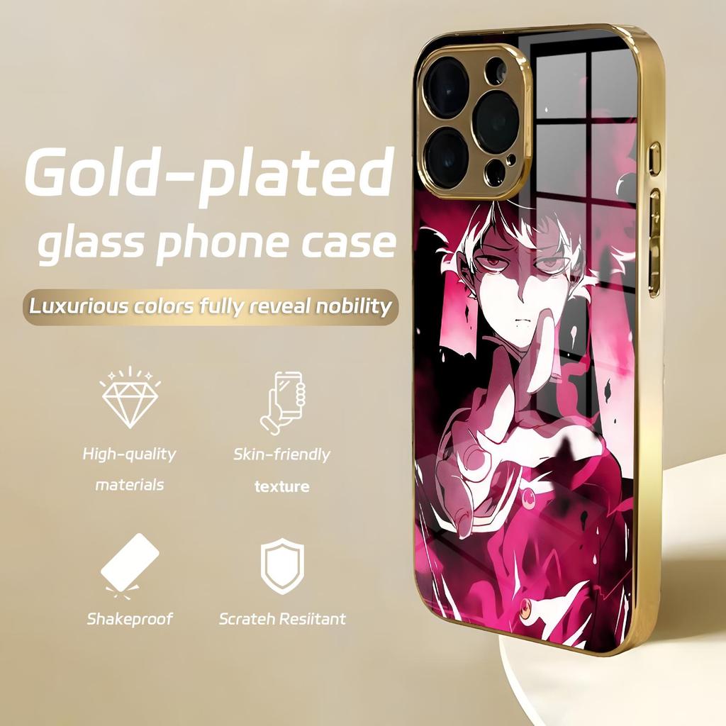 Anime Mob Psycho 100  Phone Case For iPhone18 17 16 15 14 13 12Plus Mini Pro Max Electroplated glass Phone Case