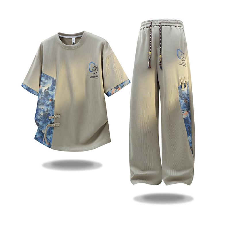 

Sports Suit Men s Running Speed Drying Clothes Ice Silk Short Sleeved Loose Training Clothes Running Fitness Men s Two-piece Set M хаки