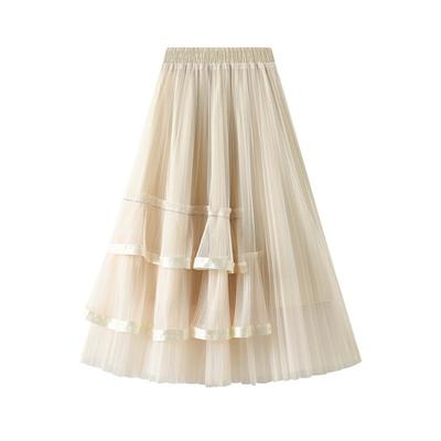 Women's Skirt Fashionable Drapey Mesh Large Hem Mid-Length Skirt Masquerade Costumes