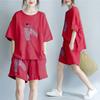 Fat Girl Adds Weight In Summer, Plus Size Sports Suit, Loose, Western-style Short-sleeved Shirt, Shorts, Casual Two-piece Set