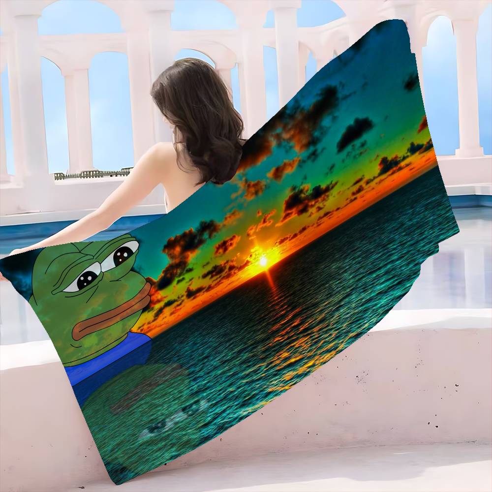 S-Sad F-Frog Meme Beach Towel Colorful Bath Towels for Girl Microfiber Quick Dry Sand Free Beach Yoga Spa Gym Pool