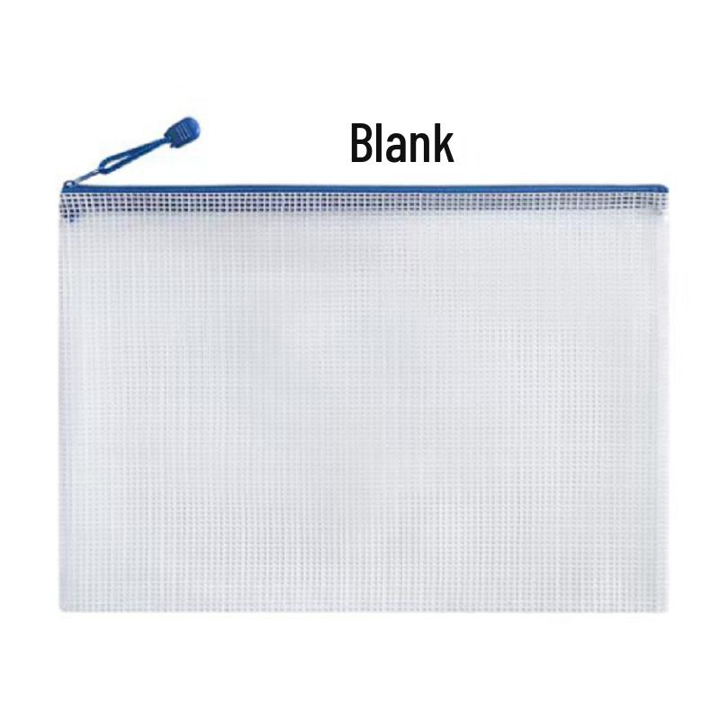 Thickened A4 Waterproof Document Bag with Zipper - Transparent Grid for Office, Test, Archives & Storage