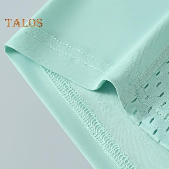 Men Boxer Underwear Mid-rise Breathable Holes Patchwork Color Shorts Panties U-Convex Design Ice Silk Underwear