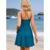 Summer new women's solid color jacquard striped suspender waist hollow lace sleeveless V-neck holiday dress