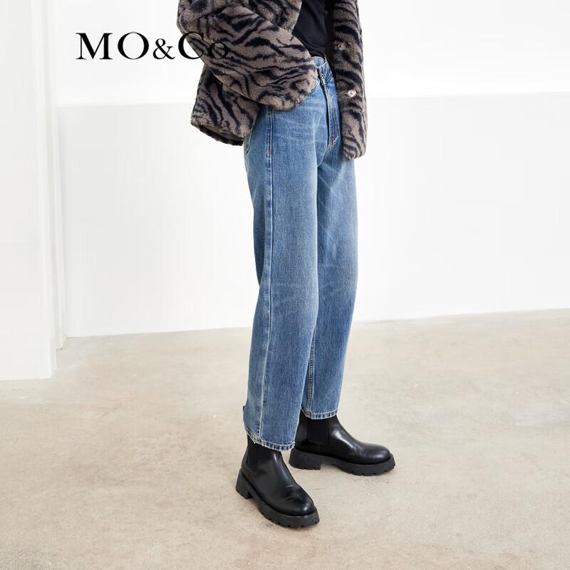 MO&Co. Women's Deconstructed Mid-Waist Denim Jeans