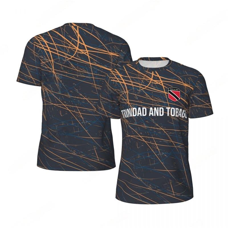 Trinidad And Tobago Flag Graphic Football T Shirts For Men Fashion National Emblem 3D Printed Sports T-shirts Casual Loose Tees