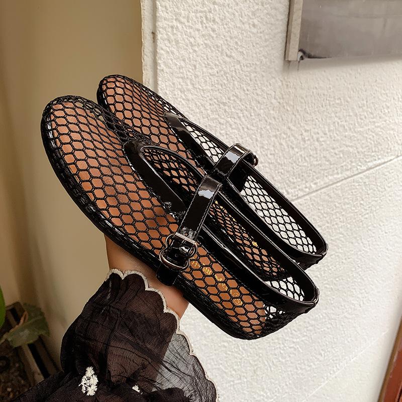 Grape Mom's New Diamond Dream Galaxy~ Rhinestone Mesh Flat Mary Jane Single Shoes Women's Ballet Shoes Dinner Shoes