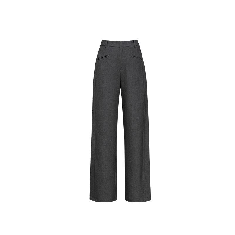 1116 Autumn Casual Pants Mopping Wide-leg Pants Commuting Fashion Casual High-waisted Yuppie Pants Versatile Suit Wool Tencel
