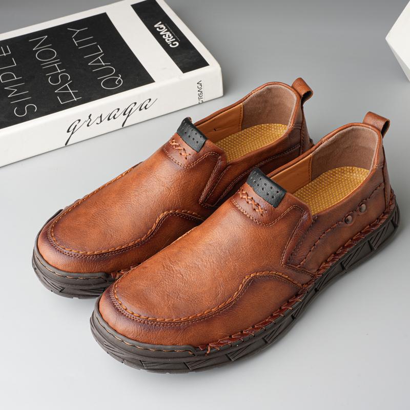 Ručně vyráběné kožené boty pro volný čas Muži Pohodlné boty pro řízení Měkké kožené mokasíny Pánské boty Mokasíny Boty na nářadí