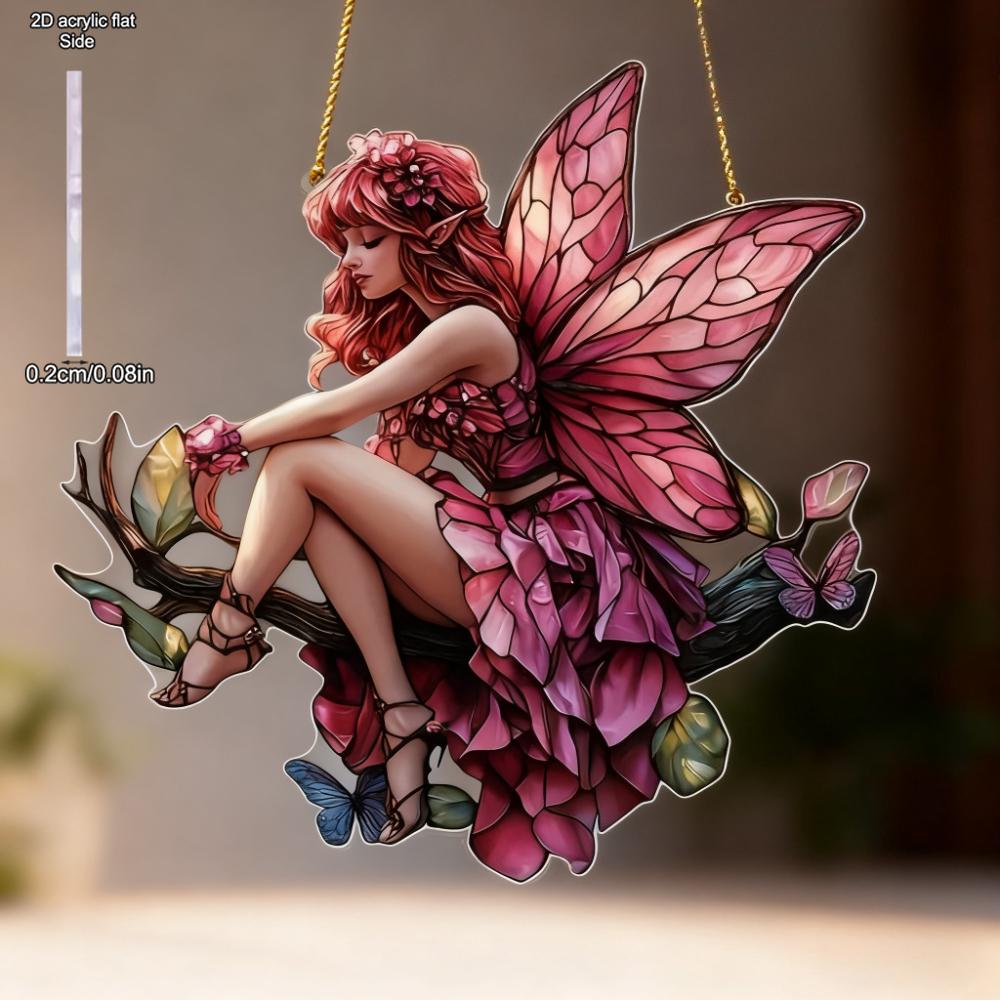 Pendant Pink Butterfly Fairy Car Decoration Ladies Bag Pendant Spring Home Decoration Gift, Perfect for Home, Kitchen, Bedroom, Garden, Bathroom