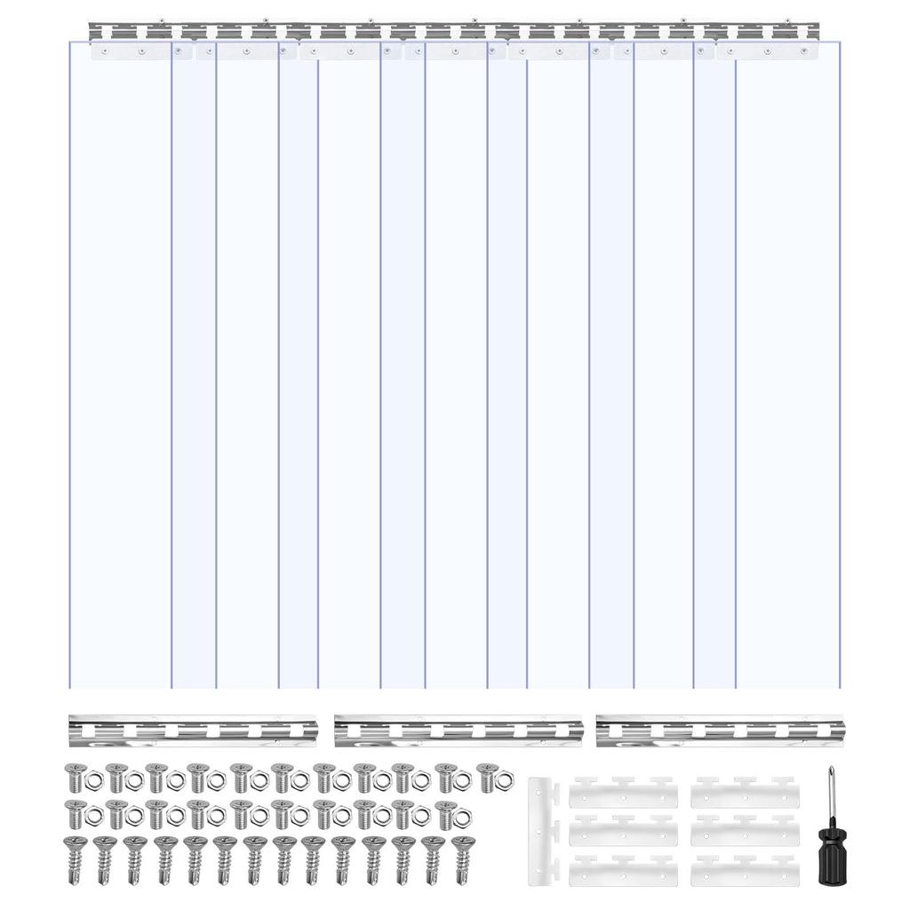 VEVOR Clear PVC Strip Curtain, 2.1 M Height X 1 M Width X 2 Mm Thickness, 7 PCS Walk In Freezer Cooler Curtain Strips