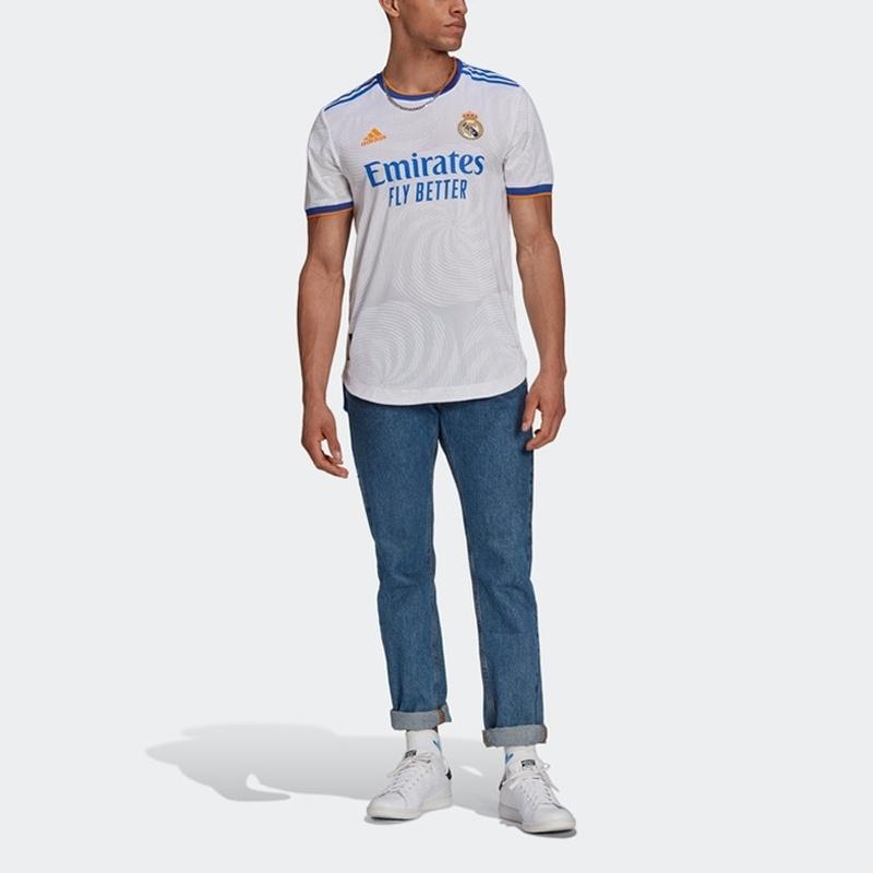 adidas real Madrid 21-22 Season Player Edition Home Alphabet Logo Stripe Sports Short Sleeve Soccer/Football White Men's GQ1360