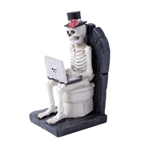Creative Skeleton Ornament Funny Halloween Desktop Decoration Horror Theme Office Prank Props Gift for Programmers