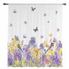 Spring Iris Watercolor Butterfly Sheer Curtains for Living Room Decoration Window Curtains Kitchen Tulle Voile Organza Curtains