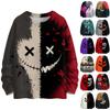 Women's Casual Long Sleeve Halloween Print Round Neck Knit Sweater Top