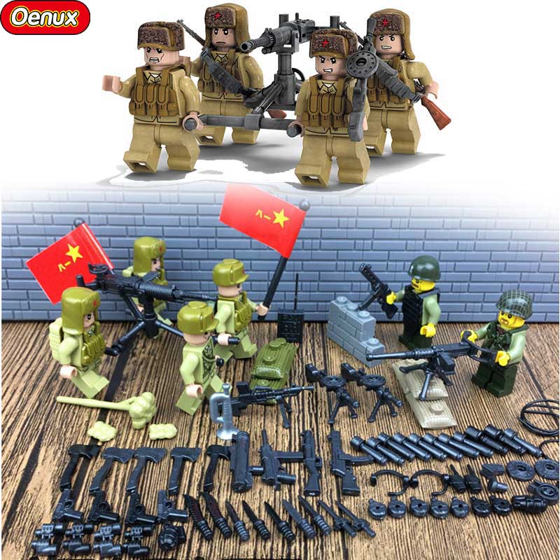 Nouvelles Mini Figurines de Soldats de l'Armée Russe Soviétique de la Seconde Guerre Mondiale Bloc de Construction Militaire Mini Le Bataille de Koursk Brique Bloc Militaire Jouet MOC