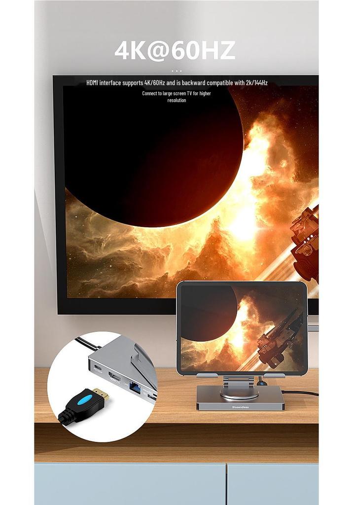 Station d'accueil pour tablette avec HDMI, Ethernet, Hub USB 3.0, Support Rotatif et Pliable