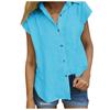 Women's Casual Loose Color Cotton Linen Lapel Short Sleeve Cardigan Tops