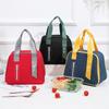 Stylish Oxford Cloth Thermal Lunch Bag - Trapezoidal, Large Capacity, Foldable, Handheld Bento Bag for Students.