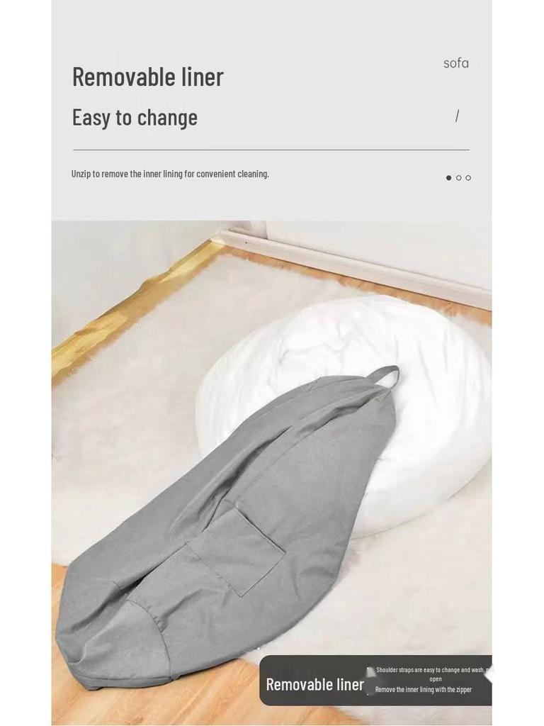 Children's Cotton & Linen Bean Bag Chair and Footrest Cover Set