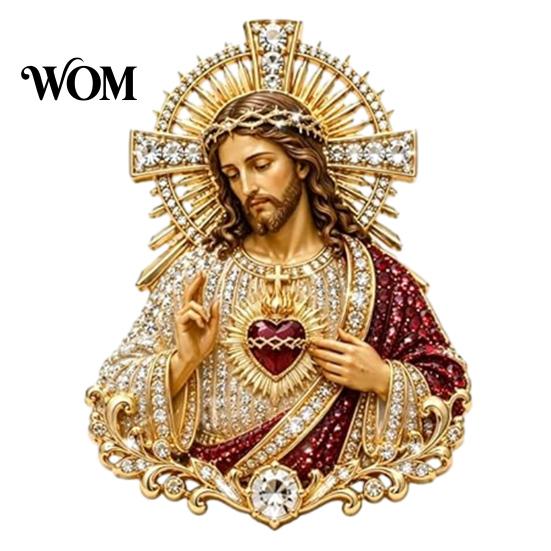 Christian Confirmation Gift Sacred Heart of Jesus Brooch, Souvenir Faith Accessory with Enamel Symbol Brooch Pin, Catholic Lapel Pin Inspirational for