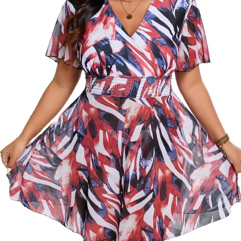 Plus Size Womens Digital Print One-Piece Swimsuit With Tummy Control Padded Bust Modest Coverage Swimming Water