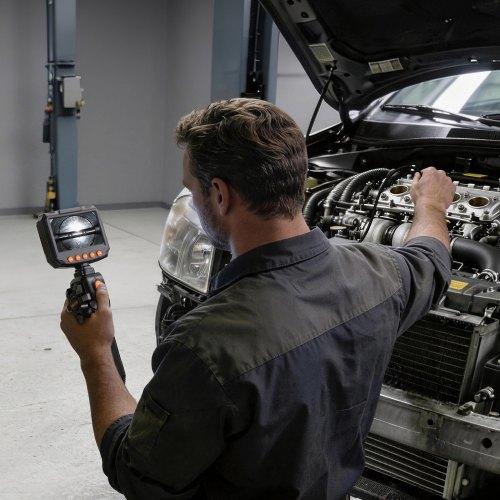 VEVOR Articulating Borescope Camera with Light, Two-Way Articulated Endoscope, 6.2mm Slim Lens, 4.3" IPS Screen, 8X Zoom