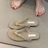2025 New Flat-bottomed Flip-flops Wear Small Fragrant Wind Flowers Toe Cool Slippers Women's Leisure Vacation Beach Slippers