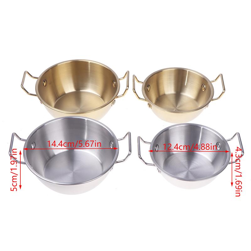 304 Stainless Steel Double Ear Snack Plate Seasoning Sauce Dipping Pickle Plate Cookware Saucepan Dry Pots With Handle