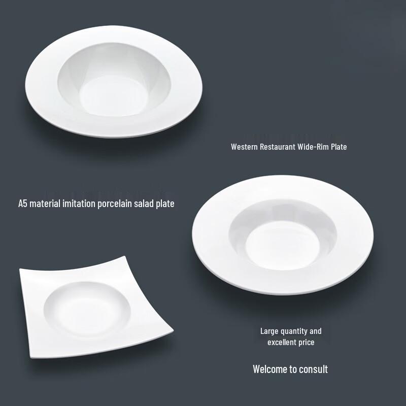 Huihuang White Melamine Fan-shaped Salad Plate