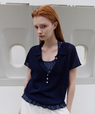 Toabe Linen Half-Open Knit (Navy)