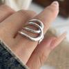 925 Sterling Silver Rings for Women Couple Minimalist Handmade Simple Interlines Ring Fine Jewelry Gift Prevent Allergy