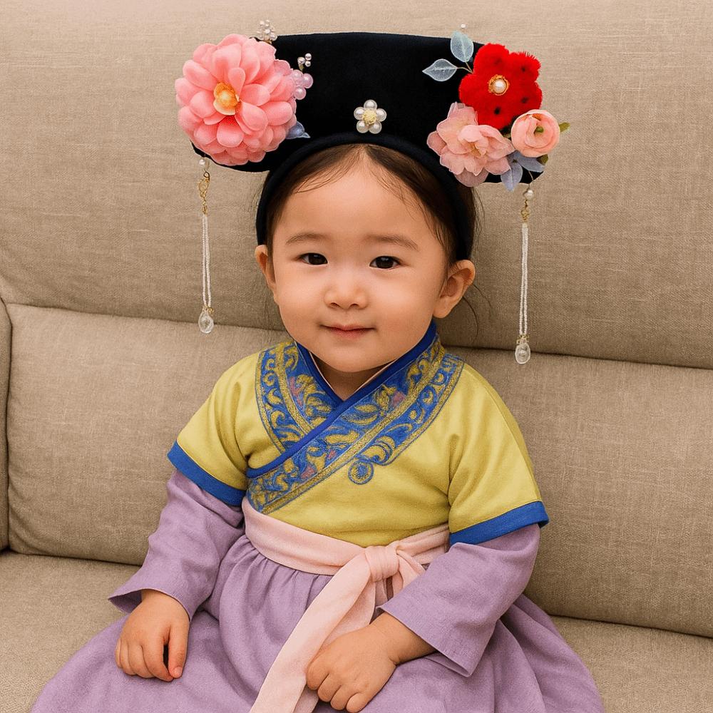Non-slip Flower Headwear Traditional Cheongsam Headband Pearl Headband  for Women Girls