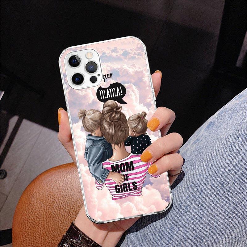 

Girl Super Baby Mom Pink Phone Case For iPhone 17 Air 16 Pro Max 16E 15 + 14 Plus 11 12 13 Mini 7 8 SE Gift Print Cover Fundas 1 iPhone 12 (12 Pro)