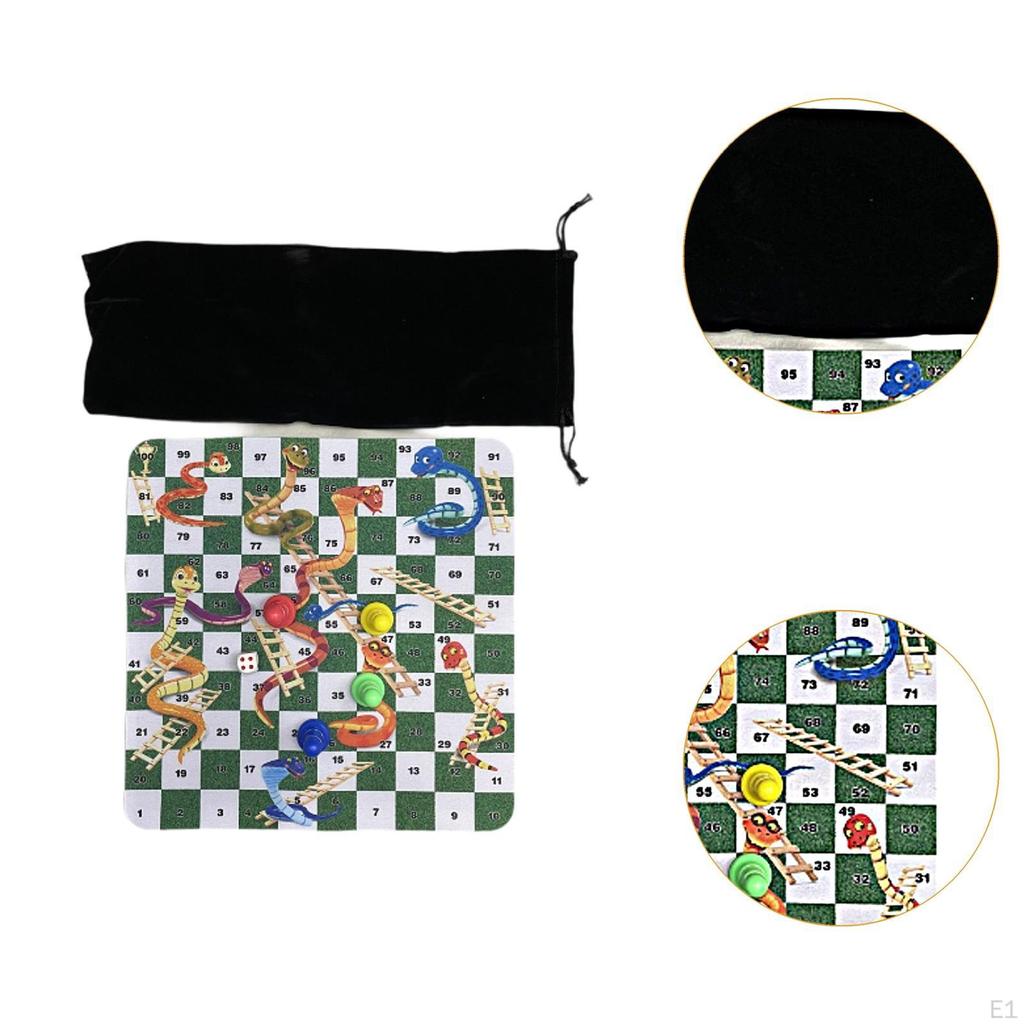 Snakes and Ladders Board Game Set Portable Classic for Kids Adults Family Fun Toys Outdoor