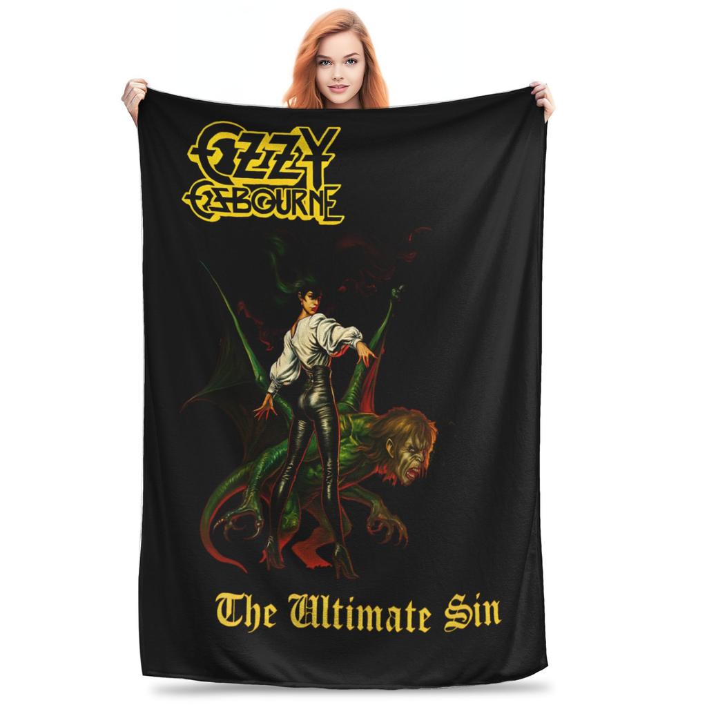 Black Sabbath Ozzy Is Bat Warm Soft Blankets  Travel Plush Throw Blanket Print Living Room Flannel Bedspread Sofa Bed Cover