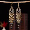 Bohemian Cross-Border Handmade Water Drop Rice Bead Tassel Earrings for Travel Photography
