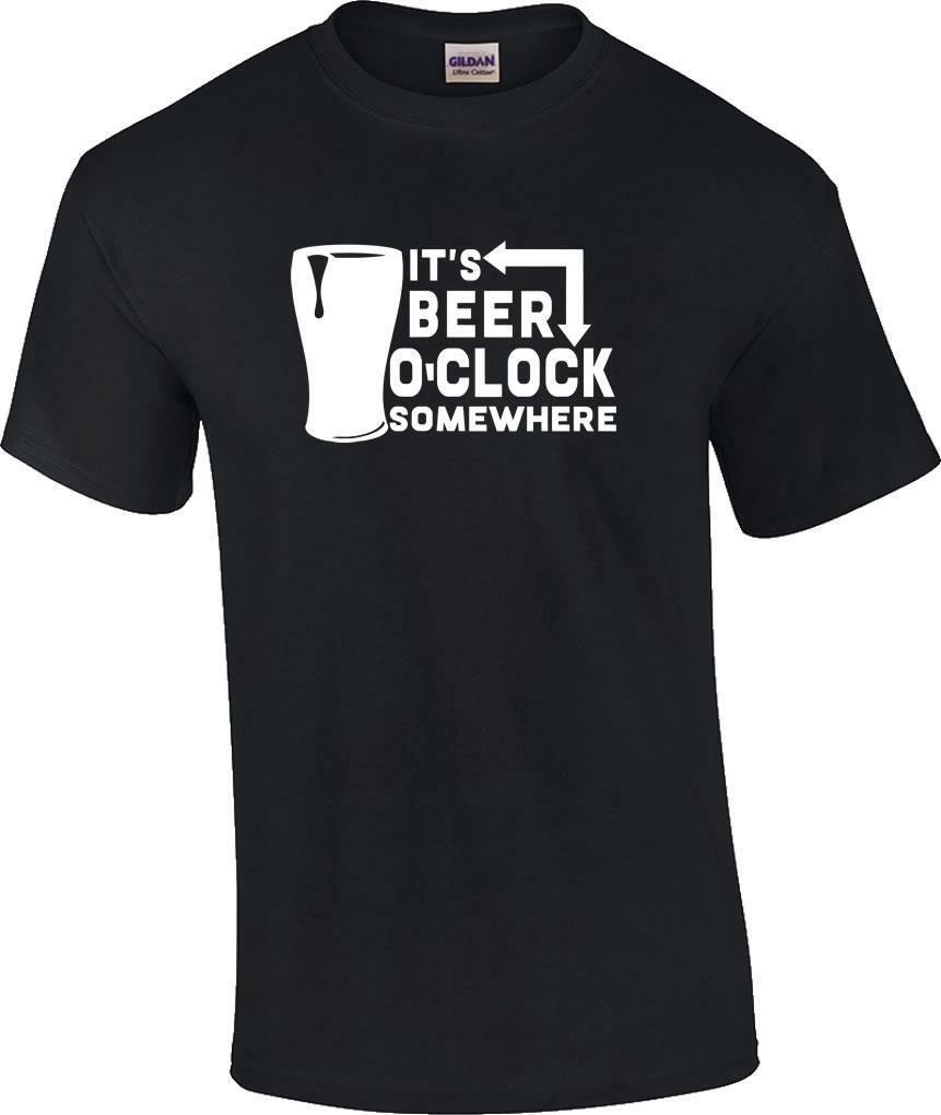 Funny It s Beer O Clock Somewhere Drinking T-shirt XXL